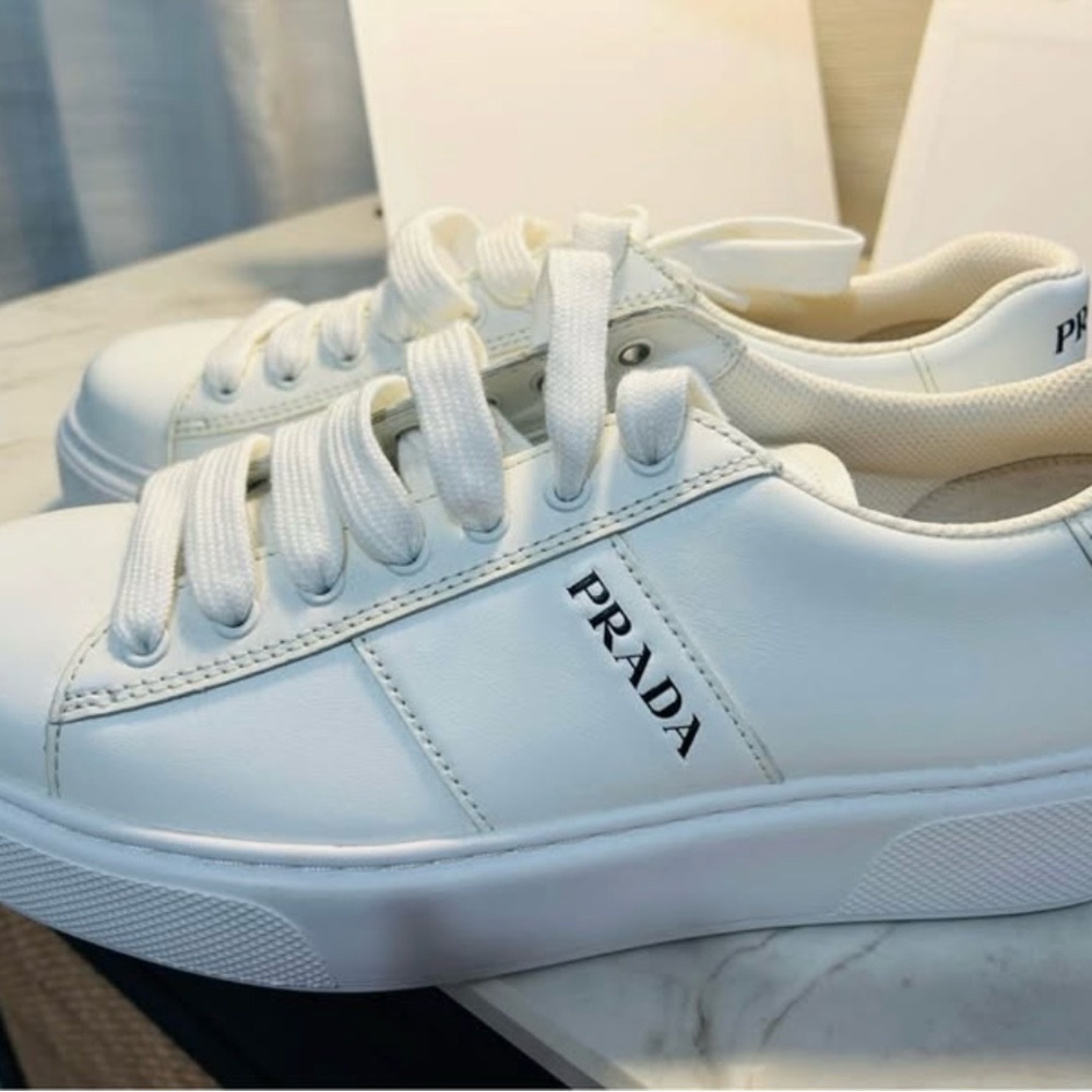 Prada Classic White Leather Sneakers